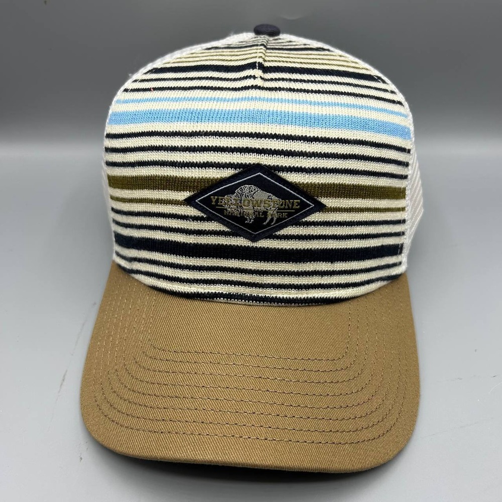 Yellowstone National Park Trucker Hat Men Striped The Game Snap Back Cap New